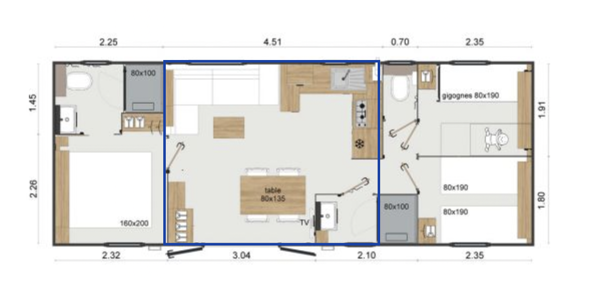 Mobil-home modèle central